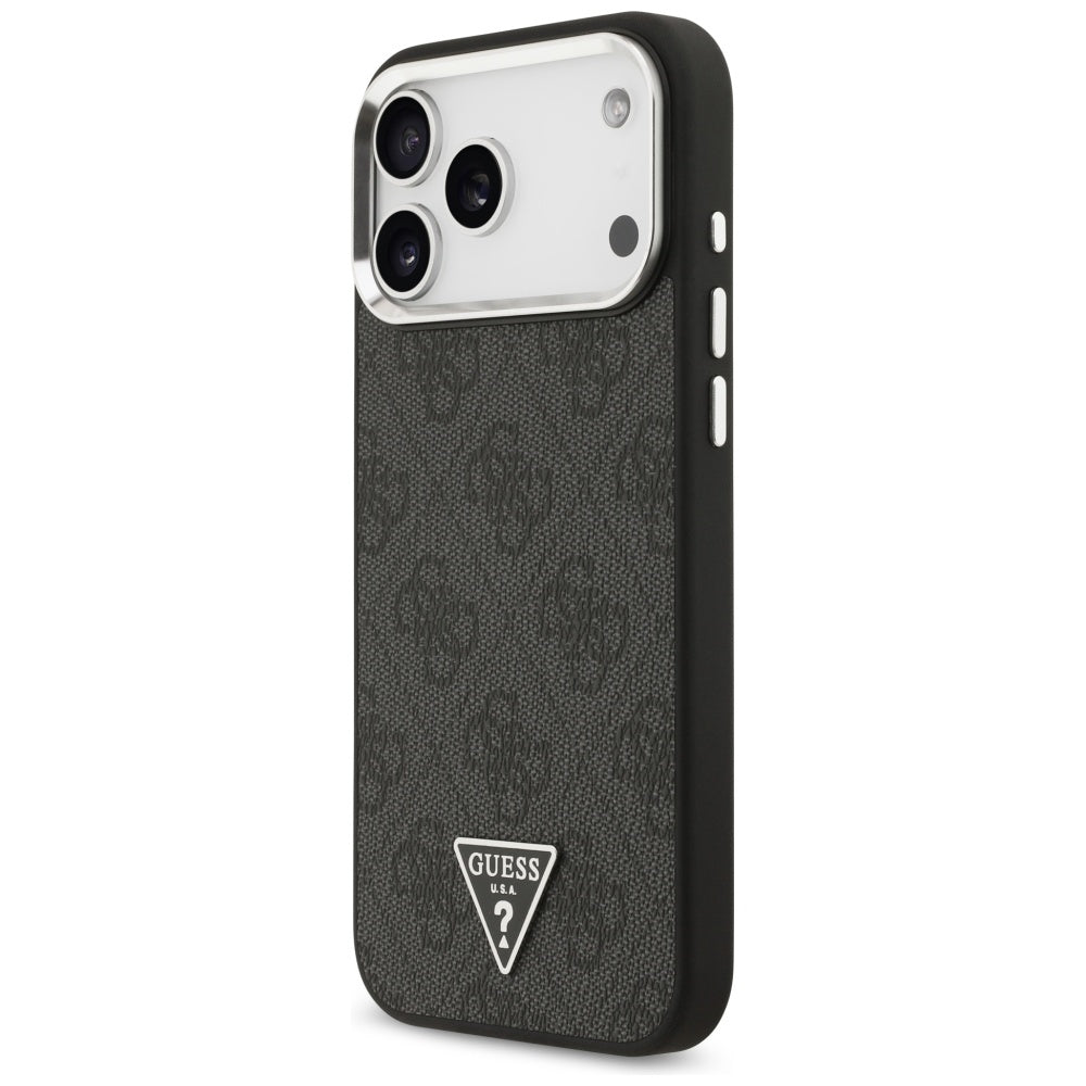 MagSafe-kotelo Apple iPhone 17 Pro Maxille, Guess, 4G Triangle Logo, Musta Hopea