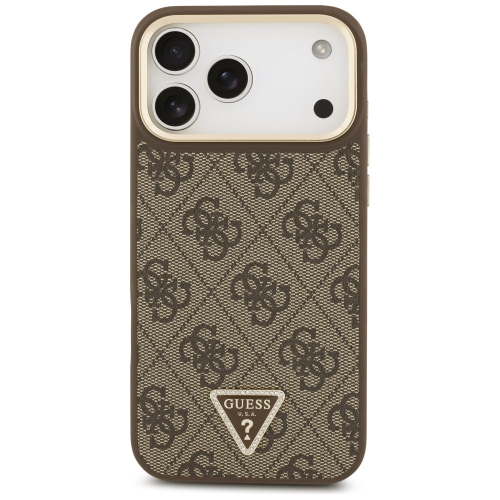 MagSafe-kotelo Apple iPhone 17 Pro Maxille, Guess, 4G Triangle Logo with Big Strap, Ruskea