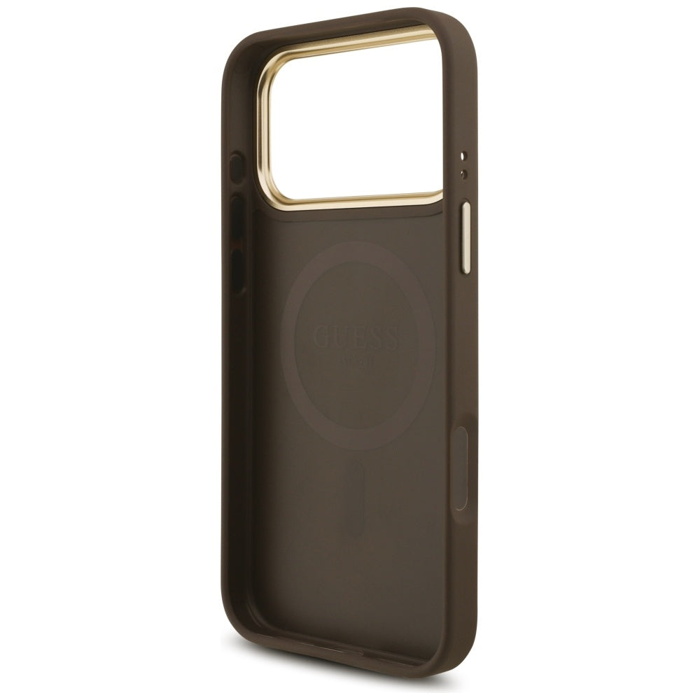 MagSafe-kotelo Apple iPhone 17 Pro Maxille, Guess, 4G Triangle Logo with Big Strap, Ruskea