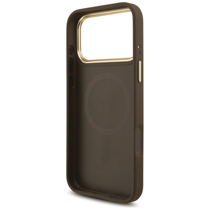 MagSafe-kotelo Apple iPhone 17 Pro Maxille, Guess, 4G Triangle Logo with Big Strap, Ruskea