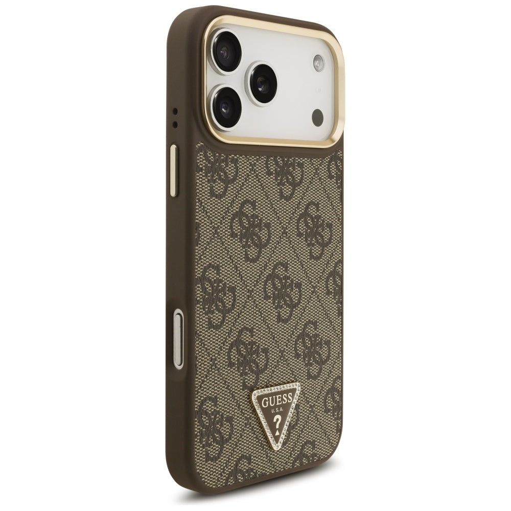 MagSafe-kotelo Apple iPhone 17 Pro Maxille, Guess, 4G Triangle Logo with Big Strap, Ruskea