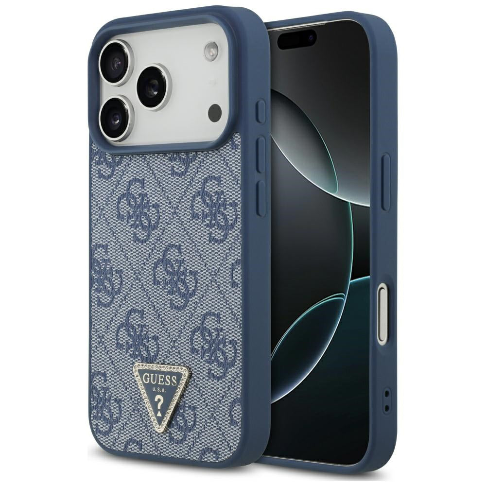 MagSafe-kotelo Apple iPhone 17 Pro Maxille, Guess, 4G Triangle Strass, Sininen