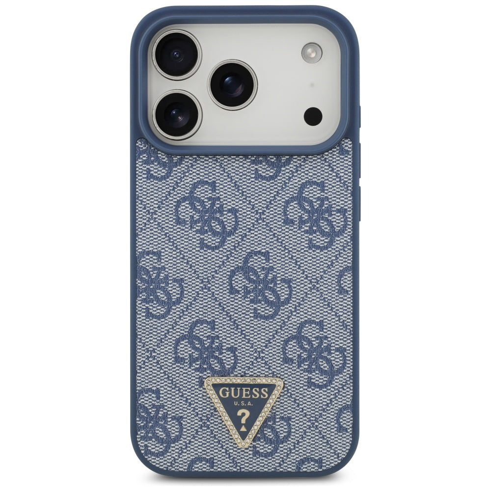 MagSafe-kotelo Apple iPhone 17 Pro Maxille, Guess, 4G Triangle Strass, Sininen