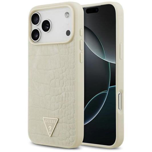MagSafe-kotelo Apple iPhone 17 Pro Maxille, Guess, Croco Triangle Logo, Kultainen