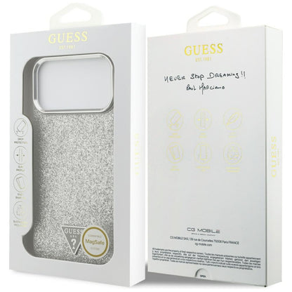 MagSafe-kotelo Apple iPhone 17 Pro Maxille, Guess, Glitter Triangle Logo, Hopea