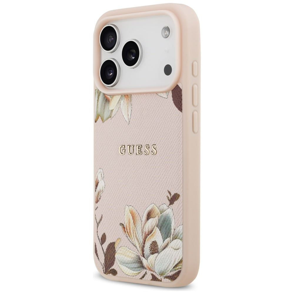 MagSafe-kotelo Apple iPhone 17 Pro Maxille, Guess, Grained Flowers, Pinkki