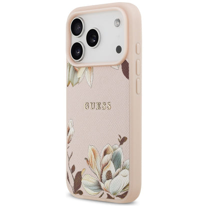 MagSafe-kotelo Apple iPhone 17 Pro Maxille, Guess, Grained Flowers, Pinkki