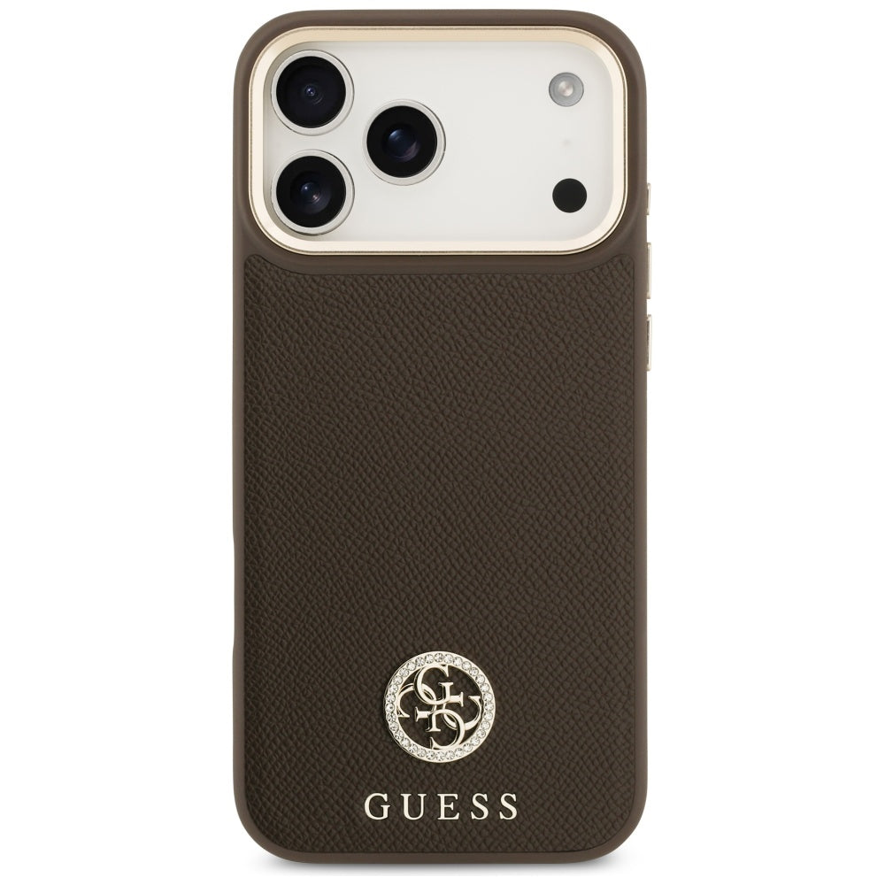 MagSafe-kotelo Apple iPhone 17 Pro Maxille, Guess, Grained Strass Logo, Ruskea