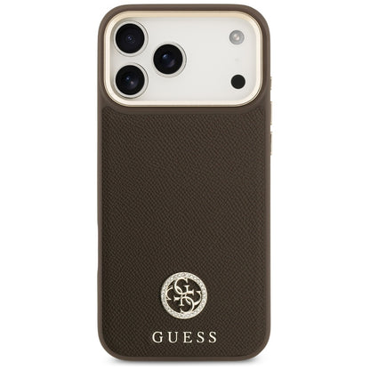 MagSafe-kotelo Apple iPhone 17 Pro Maxille, Guess, Grained Strass Logo, Ruskea