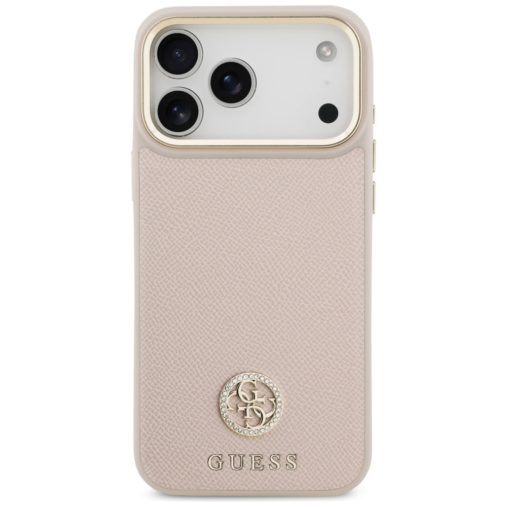 MagSafe Case for Apple iPhone 17 Pro Max, Guess, Grained Strass Logo, Pink