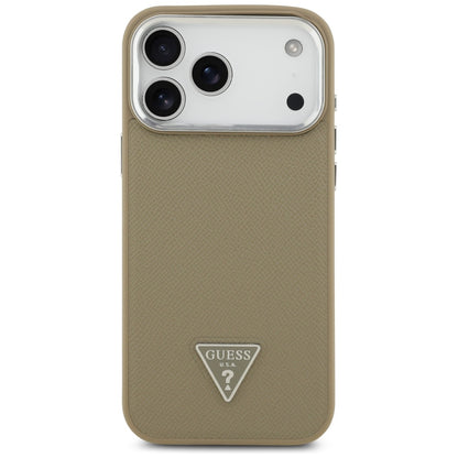 MagSafe-kotelo Apple iPhone 17 Pro Maxille, Guess, Grained Triangle Logo, Ruskea