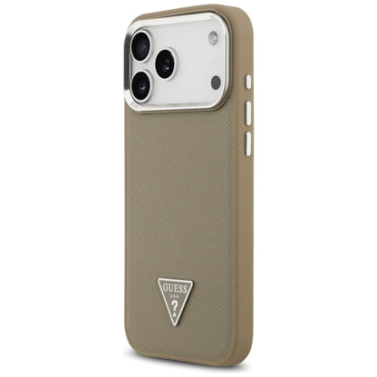 MagSafe-kotelo Apple iPhone 17 Pro Maxille, Guess, Grained Triangle Logo, Ruskea
