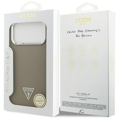 MagSafe-kotelo Apple iPhone 17 Pro Maxille, Guess, Grained Triangle Logo, Ruskea