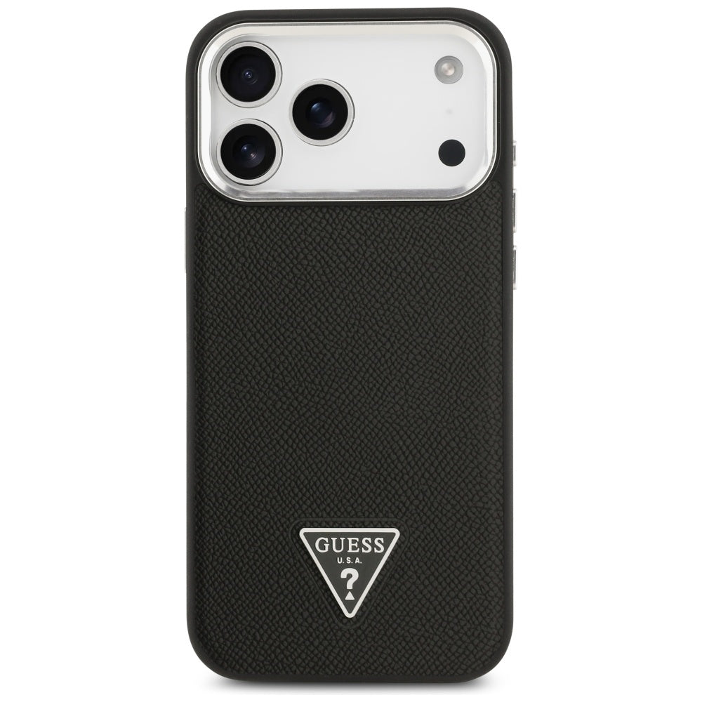 MagSafe-kotelo Apple iPhone 17 Pro Maxille, Guess, Grained Triangle Logo, Musta