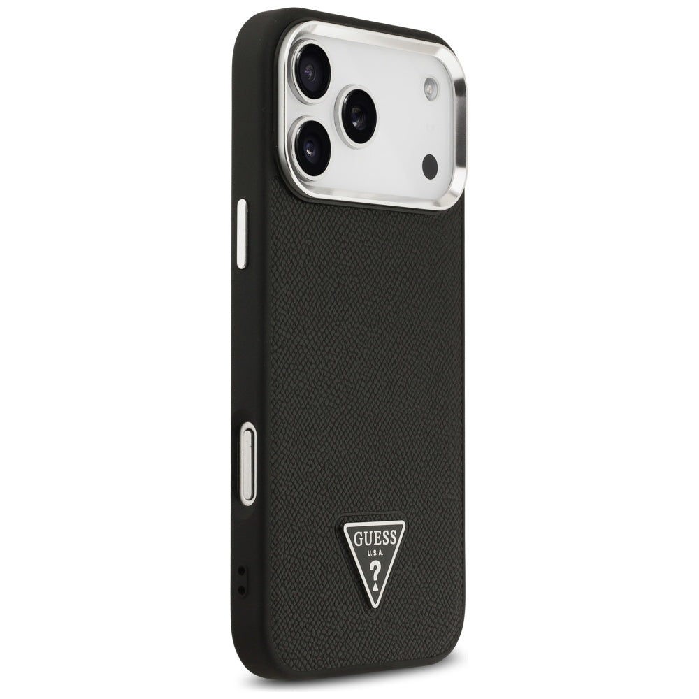 MagSafe-kotelo Apple iPhone 17 Pro Maxille, Guess, Grained Triangle Logo, Musta