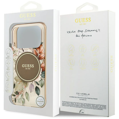 MagSafe-kotelo Apple iPhone 17 Pro Maxille, Guess, IML Flower & Tonal Circle, Ruskea