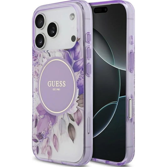 MagSafe-kotelo Apple iPhone 17 Pro Maxille, Guess, IML Flower & Tonal Circle, Violetti