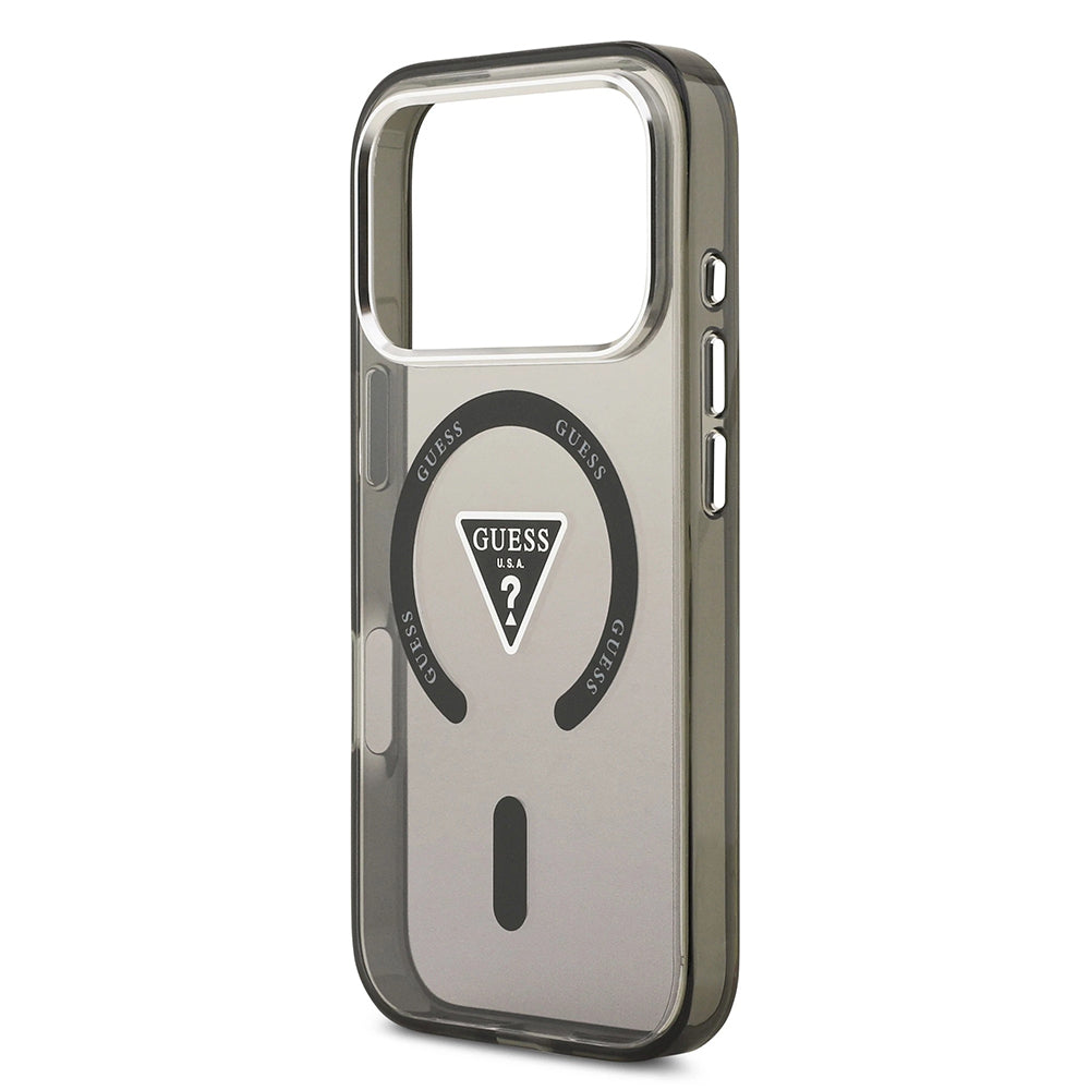 MagSafe-kotelo Apple iPhone 17 Pro Maxille, Guess, IML Gradient Triangle -logo, Musta Hopea