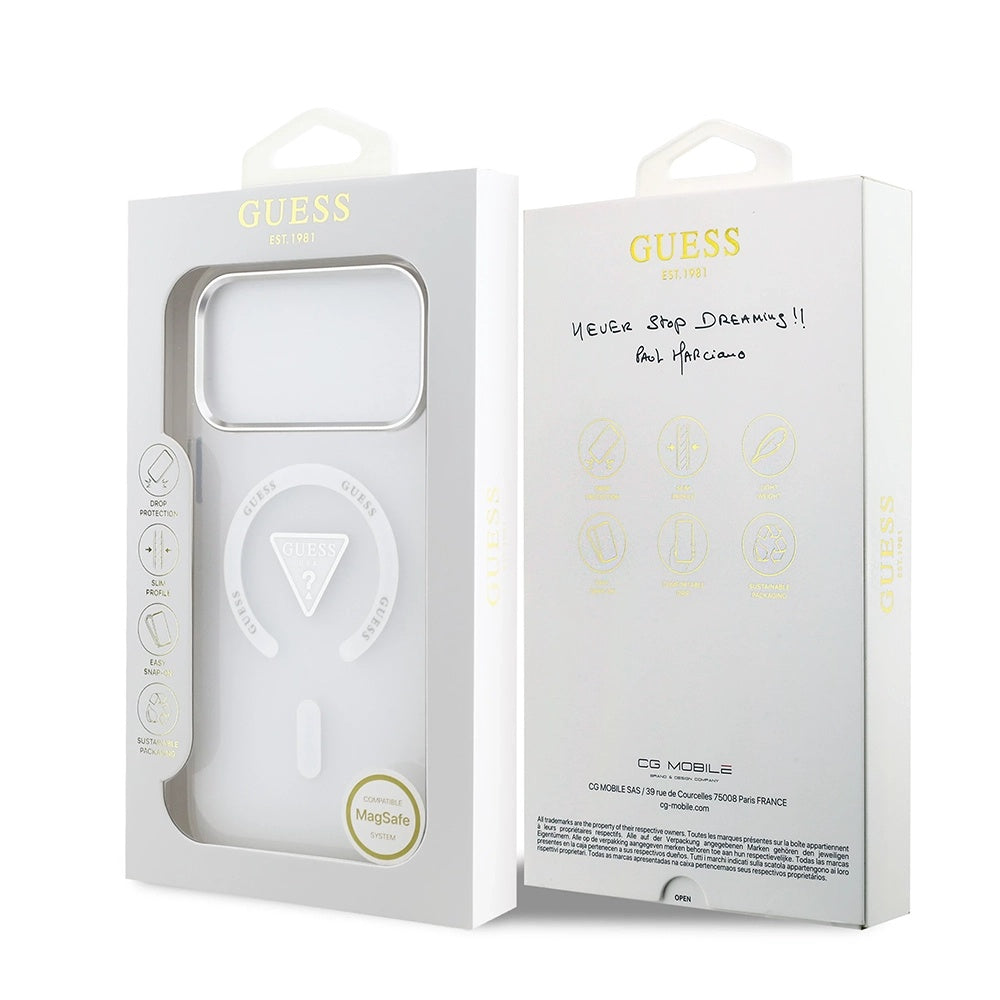 MagSafe-kotelo Apple iPhone 17 Pro Maxille, Guess, IML Gradient Triangle Logo, Läpinäkyvä