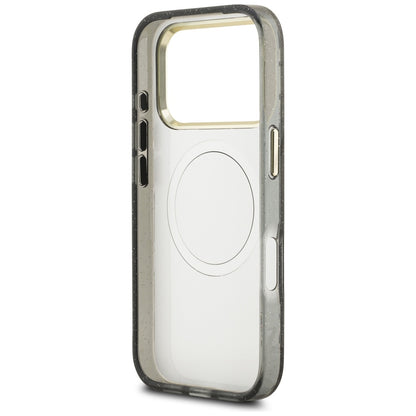 MagSafe-kotelo Apple iPhone 17 Pro Maxille, Guess, IML Metal Glitter Flowers Triangle, Musta