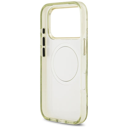 MagSafe-kotelo Apple iPhone 17 Pro Maxille, Guess, IML Metal Glitter Flowers Triangle, Vihreä