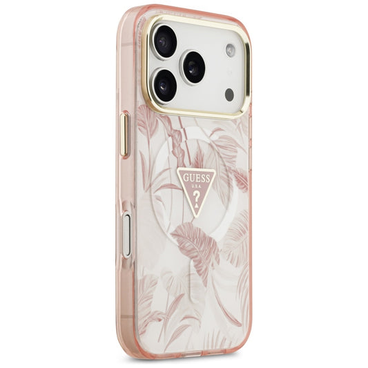 MagSafe-kotelo Apple iPhone 17 Pro Maxille, Guess, Jungle Tonal Triangle, Pinkki
