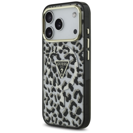 MagSafe-kotelo Apple iPhone 17 Pro Maxille, Guess, Leopard Glitter, Musta