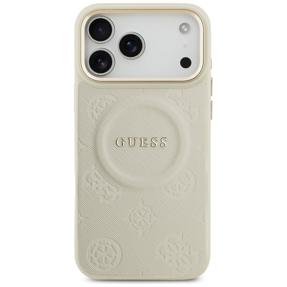 MagSafe-kotelo Apple iPhone 17 Pro Maxille, Guess, Peony Hot Stamp, Beige