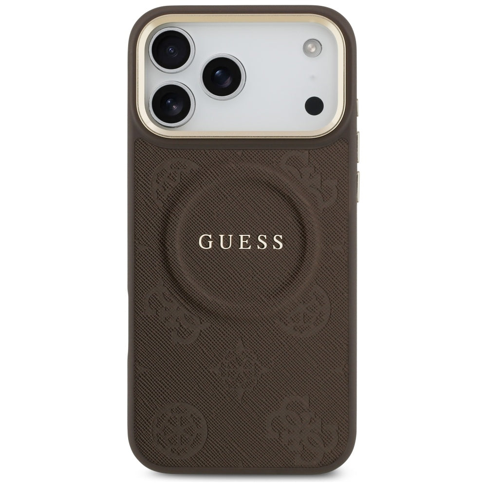 MagSafe-kotelo Apple iPhone 17 Pro Maxille, Guess, Peony Hot Stamp, Ruskea