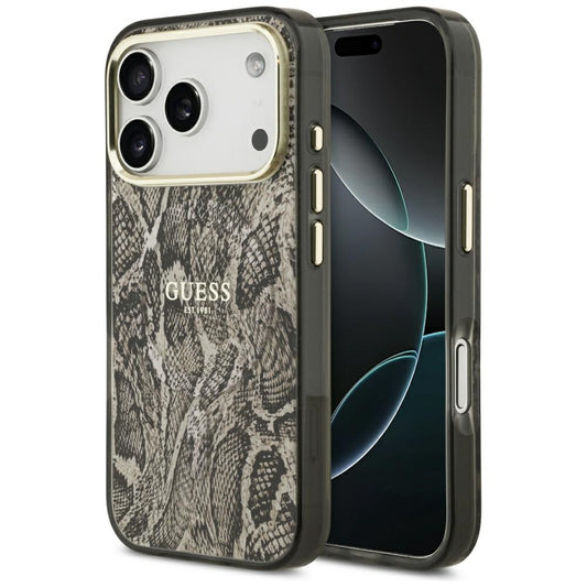 MagSafe-kotelo Apple iPhone 17 Pro Maxille, Guess, Python-kuosi, Ruskea