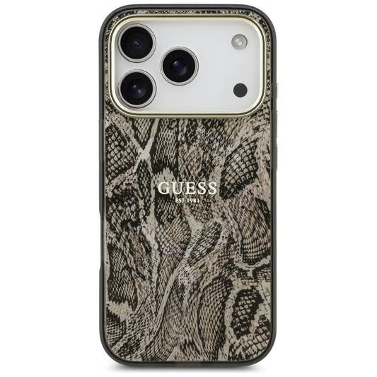 MagSafe-kotelo Apple iPhone 17 Pro Maxille, Guess, Python-kuosi, Ruskea