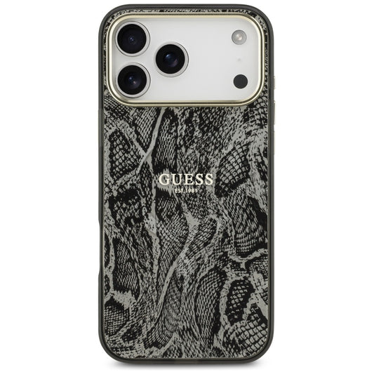 MagSafe-kotelo Apple iPhone 17 Pro Maxille, Guess, Python-kuosi, Musta