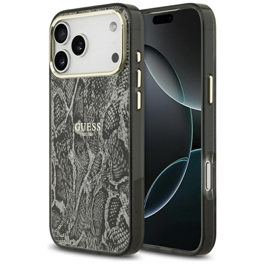 MagSafe-kotelo Apple iPhone 17 Pro Maxille, Guess, Python-kuosi, Musta