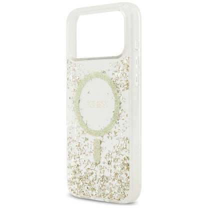 MagSafe-kotelo Apple iPhone 17 Pro Maxille, Guess, Resin Bottom Glitter, Kultainen