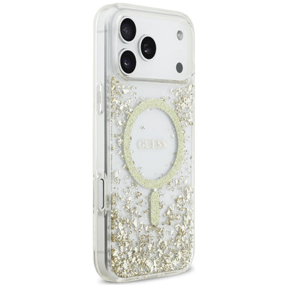 MagSafe-kotelo Apple iPhone 17 Pro Maxille, Guess, Resin Bottom Glitter, Kultainen