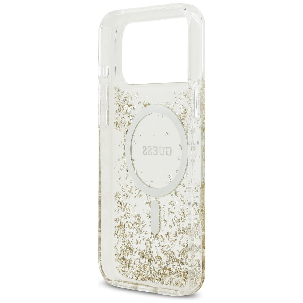 MagSafe-kotelo Apple iPhone 17 Pro Maxille, Guess, Resin Bottom Glitter, Kultainen