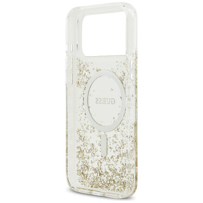 MagSafe-kotelo Apple iPhone 17 Pro Maxille, Guess, Resin Bottom Glitter, Kultainen