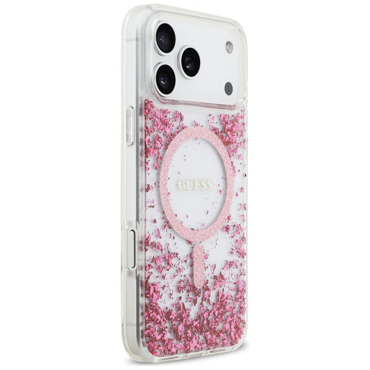 MagSafe-kotelo Apple iPhone 17 Pro Maxille, Guess, Resin Bottom Glitter, Pinkki