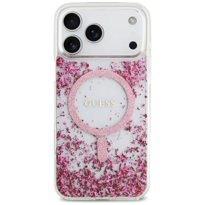 MagSafe-kotelo Apple iPhone 17 Pro Maxille, Guess, Resin Bottom Glitter, Pinkki
