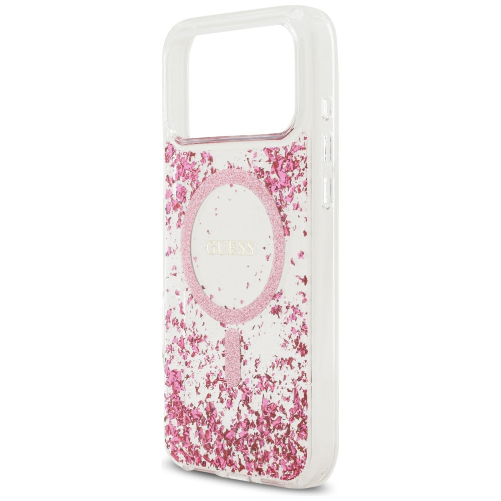 MagSafe-kotelo Apple iPhone 17 Pro Maxille, Guess, Resin Bottom Glitter, Pinkki