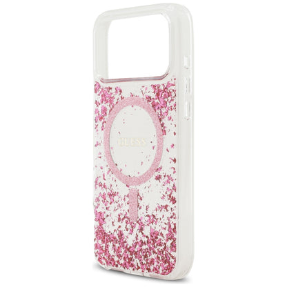 MagSafe-kotelo Apple iPhone 17 Pro Maxille, Guess, Resin Bottom Glitter, Pinkki