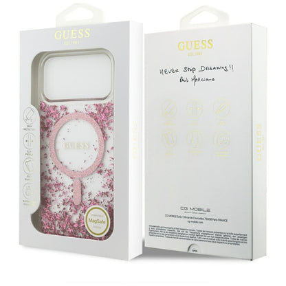 MagSafe-kotelo Apple iPhone 17 Pro Maxille, Guess, Resin Bottom Glitter, Pinkki