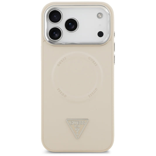 MagSafe-kotelo Apple iPhone 17 Pro Maxille, Guess, Triangle Logo, Hopeanbeige