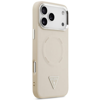 MagSafe-kotelo Apple iPhone 17 Pro Maxille, Guess, Triangle Logo, Hopeanbeige