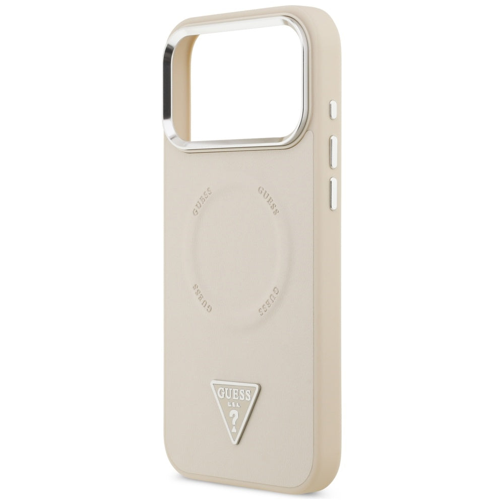 MagSafe-kotelo Apple iPhone 17 Pro Maxille, Guess, Triangle Logo, Hopeanbeige