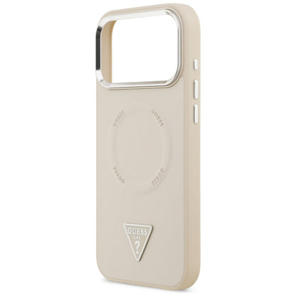 MagSafe-kotelo Apple iPhone 17 Pro Maxille, Guess, Triangle Logo, Hopeanbeige