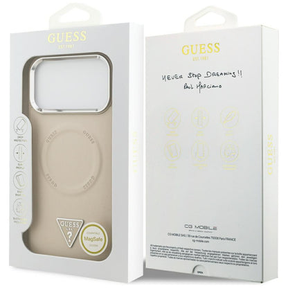 MagSafe-kotelo Apple iPhone 17 Pro Maxille, Guess, Triangle Logo, Hopeanbeige