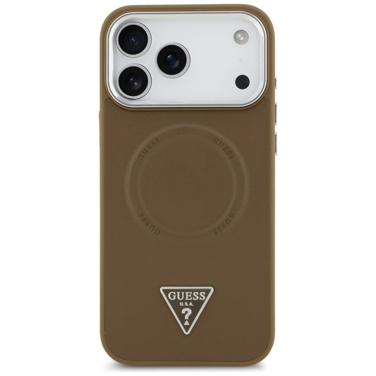 MagSafe-kotelo Apple iPhone 17 Pro Maxille, Guess, Triangle Logo, Hopeanruskea