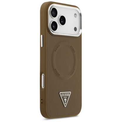 MagSafe-kotelo Apple iPhone 17 Pro Maxille, Guess, Triangle Logo, Hopeanruskea