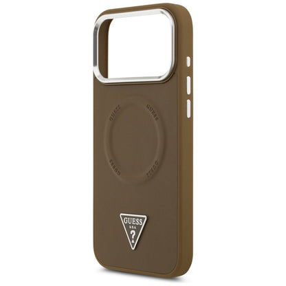 MagSafe-kotelo Apple iPhone 17 Pro Maxille, Guess, Triangle Logo, Hopeanruskea